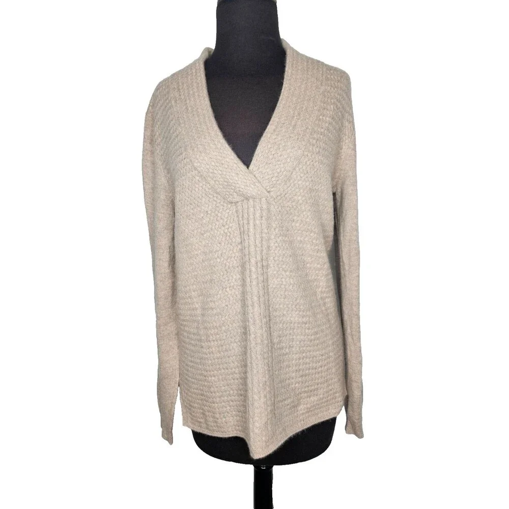 DADDY'S DAUGHTERS Pure Mongolian Cashmere Sweater S Jumper Pullover Beige V-Neck